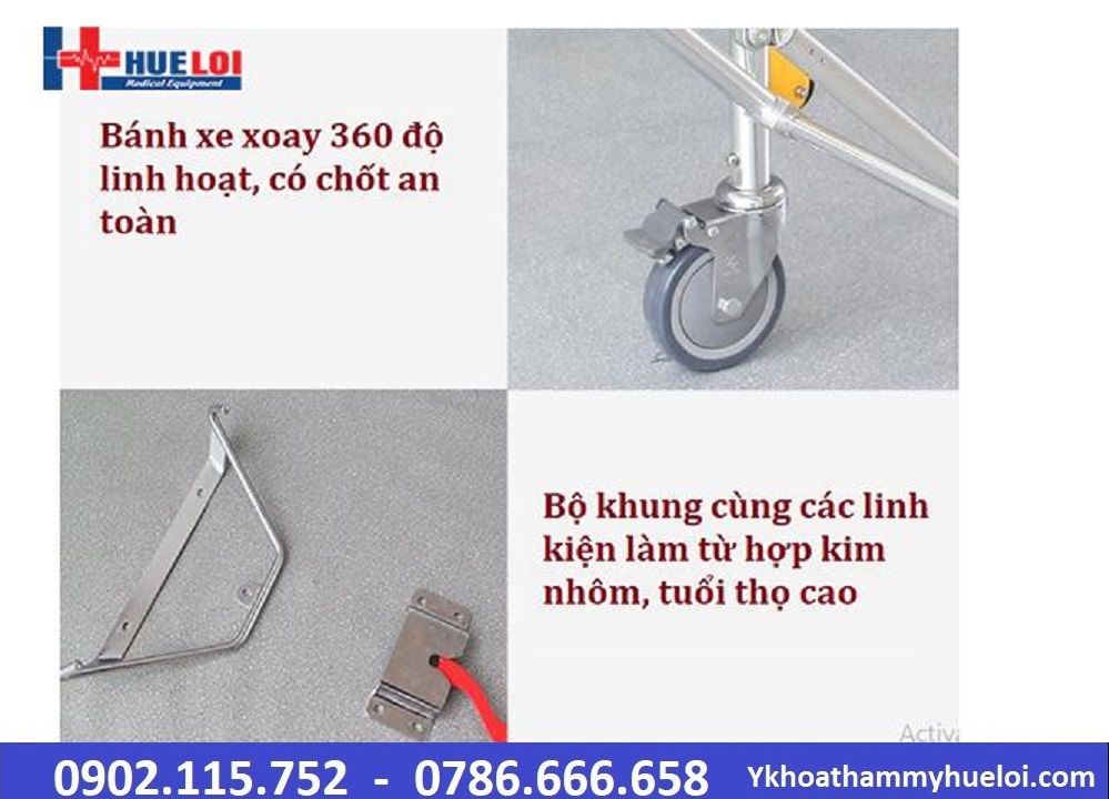 Cáng cứu thương trên ô tô, xe đẩy dạng cáng cáng dạng xe đẩy