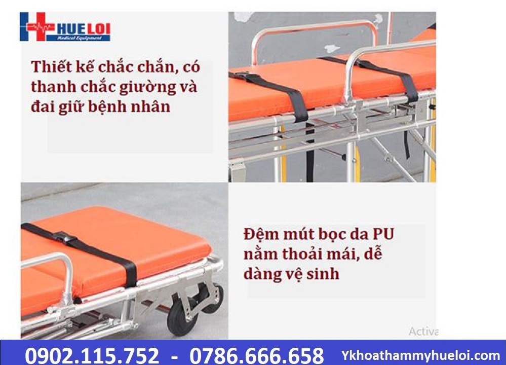 Cáng cứu thương trên ô tô, xe đẩy dạng cáng cáng dạng xe đẩy